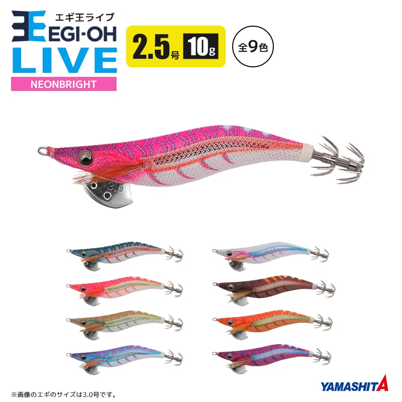 ヤマシタ エギ王 ライブ ネオンブライト 2.5号 10g／60mm ラメ布 餌木