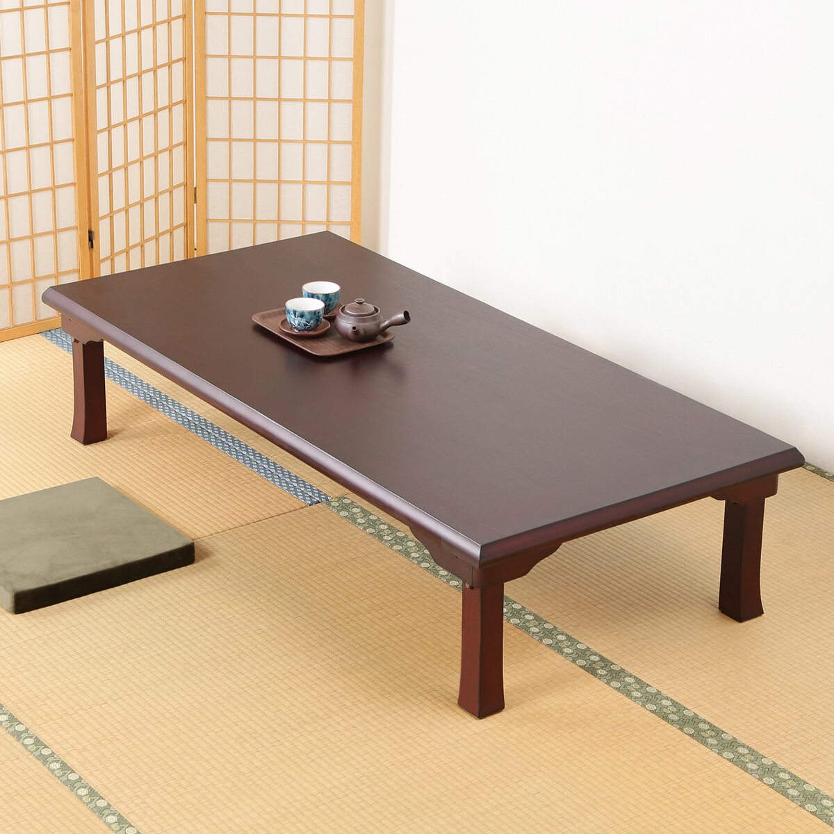 送料無料】欠品中 次回4月中旬予定 不二貿易 折脚和風座卓 紫檀色 TLM