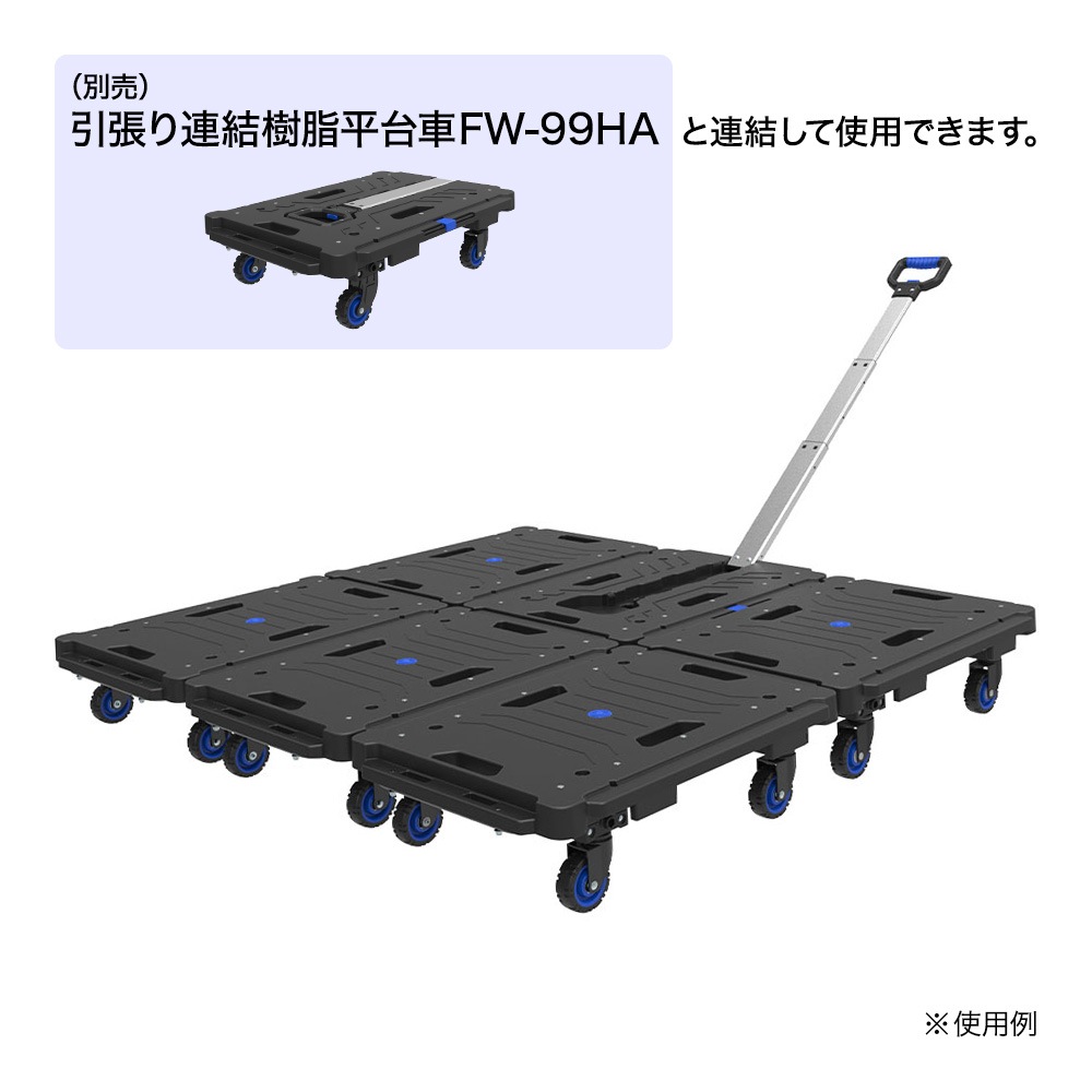 送料無料】ウイザ WIZA タタメル 連結樹脂 平台車 耐荷重80kg FW-99H