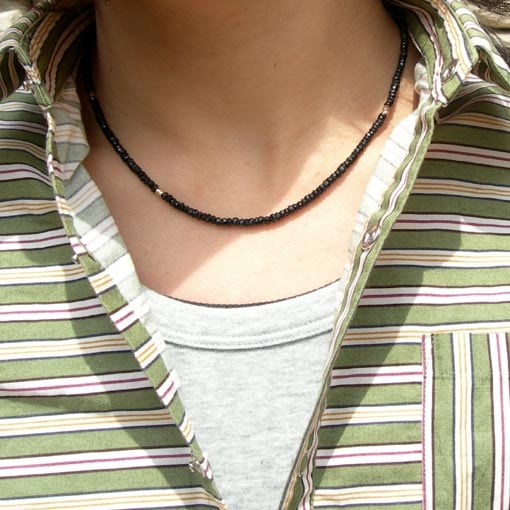 NO.1】 K10 唐草 ビーズ付 ブラックスピネル ネックレス | OTHER