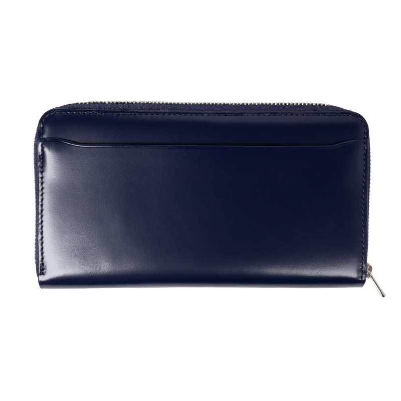 さとり ラウンドファスナー 松阪レザー 青褐（ネイビー） HCK73D-Z