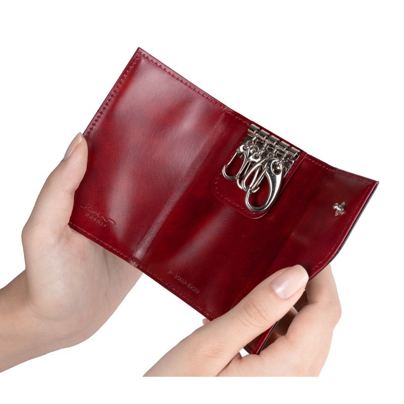 さとり キーケース 松阪レザー 硯（ブラック）×墨（マットブラック