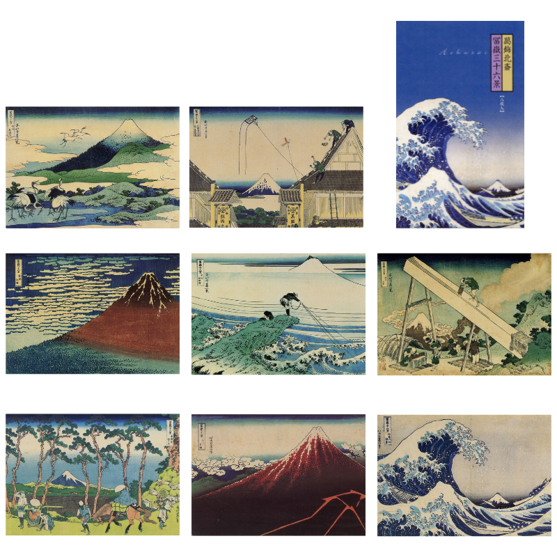 マグネットフレーム絵はがきセット〈冨嶽三十六景〉葛飾北斎 (8枚組