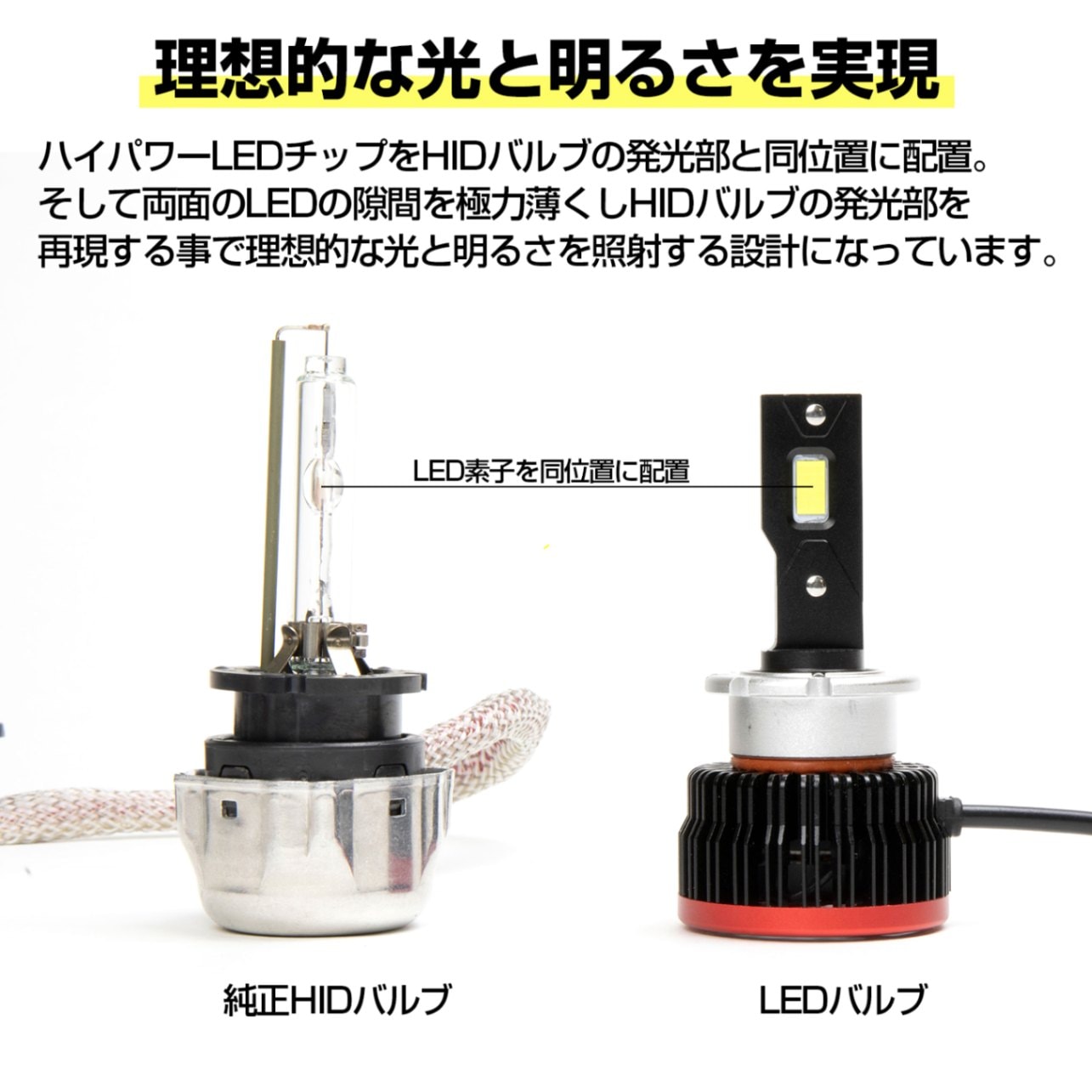 D4S 純正HID用 LEDバルブ LEDヘッドライト 10000lm 6500K オプティマル