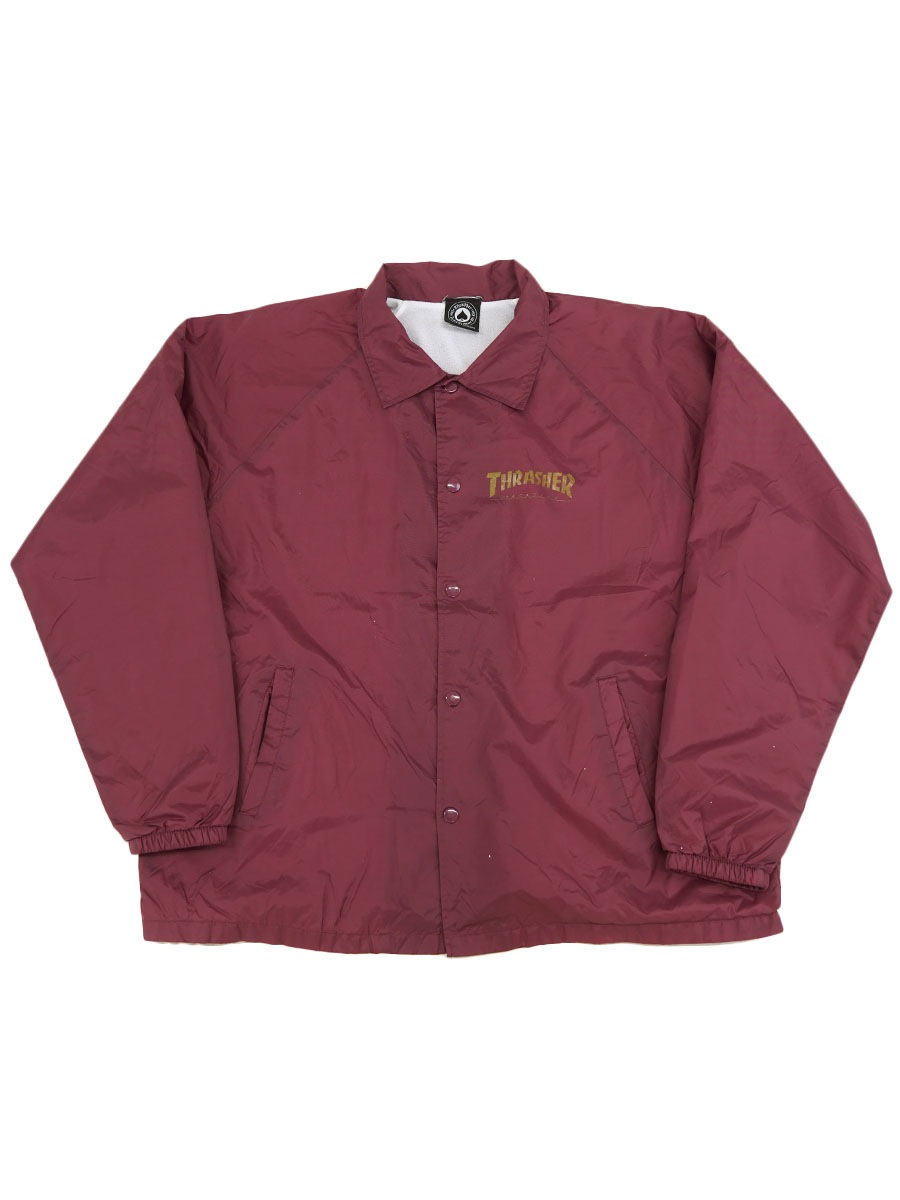 90's～ Thrasher 五芒星 ナイロンコーチジャケット エンジ 表記(XL