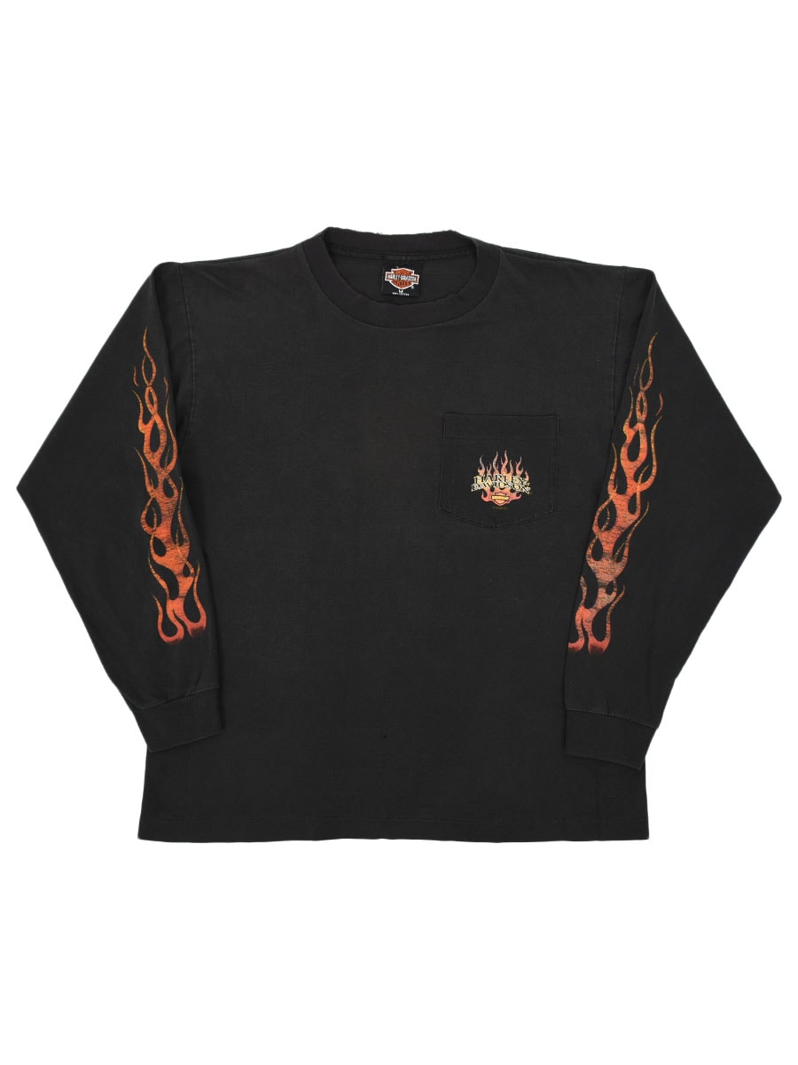 00's HARLEY-DAVIDSON ''HERITAGE'' 袖フレイム L/S ポケットTシャツ