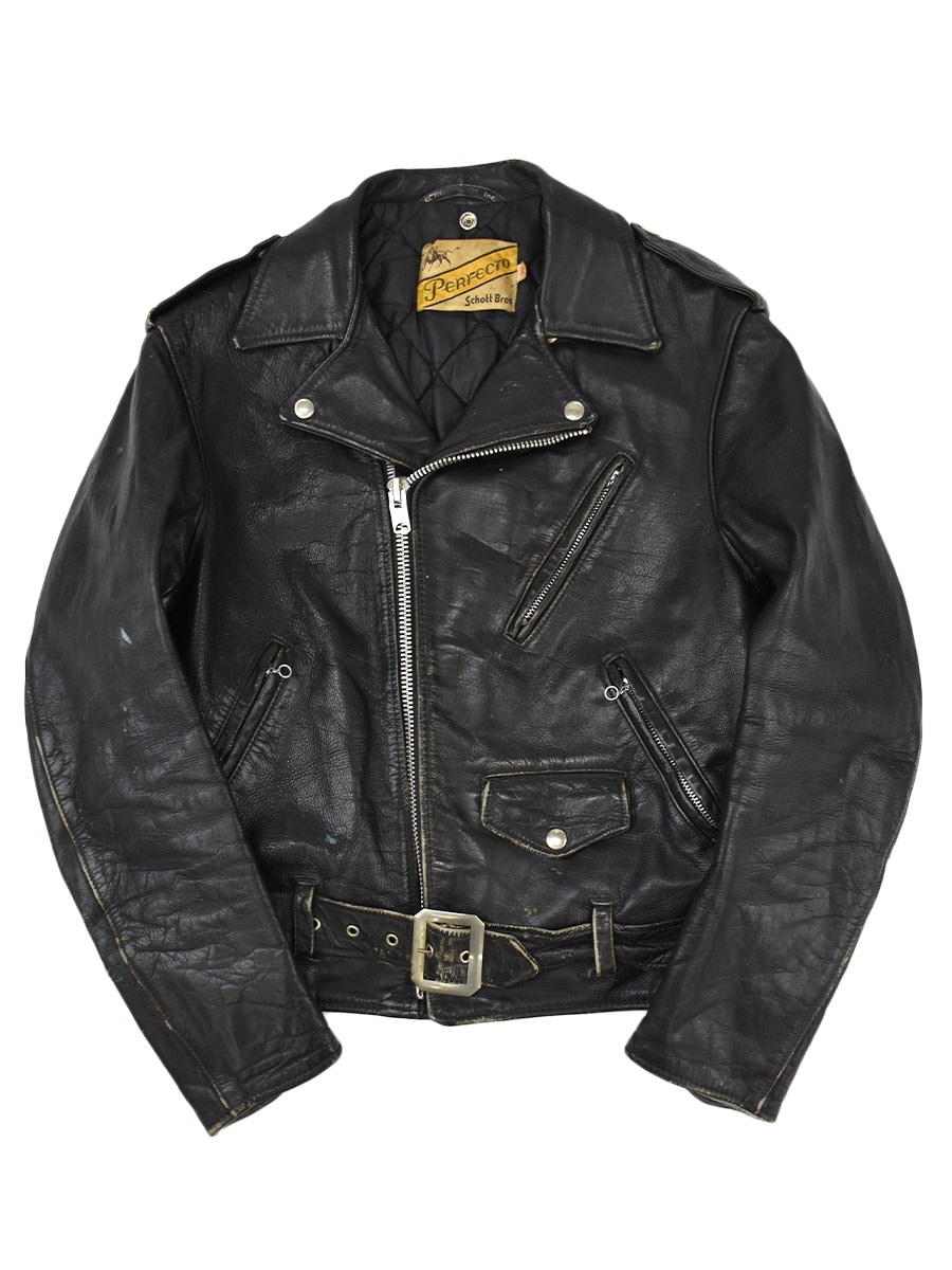 70's SCHOTT 牛タグ Wブレスト ライダースジャケット ブラック 表記(38