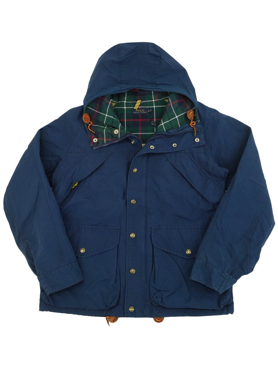 ラルフローレン 裏タータンチェック マウンテンパーカ ネイビー 表記