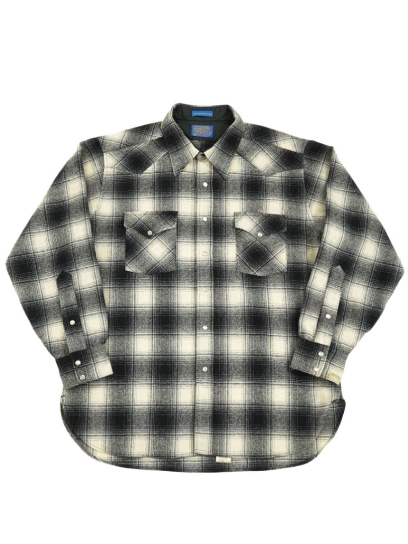 70's ペンドルトン オンブレーチェック ウールウエスタンシャツ 表記
