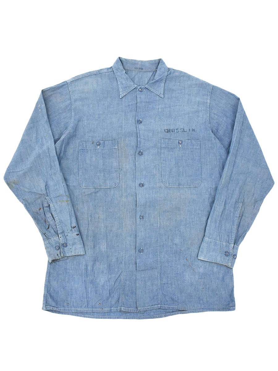 60's U.S.NAVY シャンブレーシャツ ステンシル 表記(M) | SOLD OUT