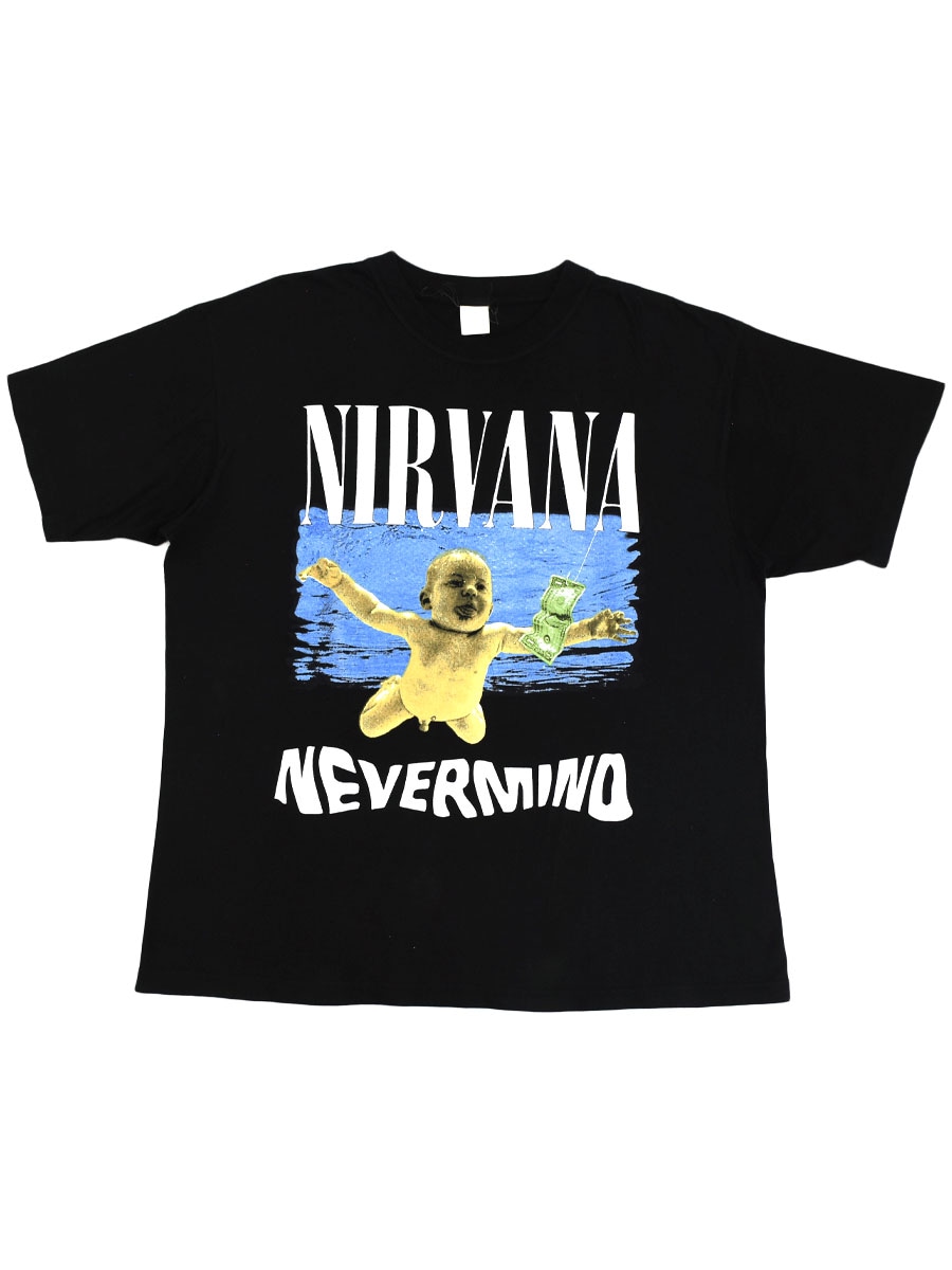 90's～ NIRVANA ''NEVERMIND'' 両面プリント Tシャツ ブラック 表記(XL
