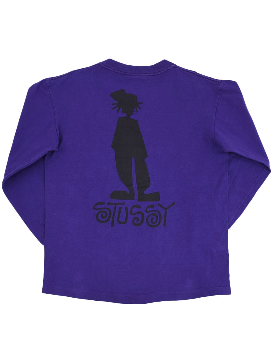 80's 黒タグ STUSSY ''シャドーマン'' ロングスリーブTシャツ パープル
