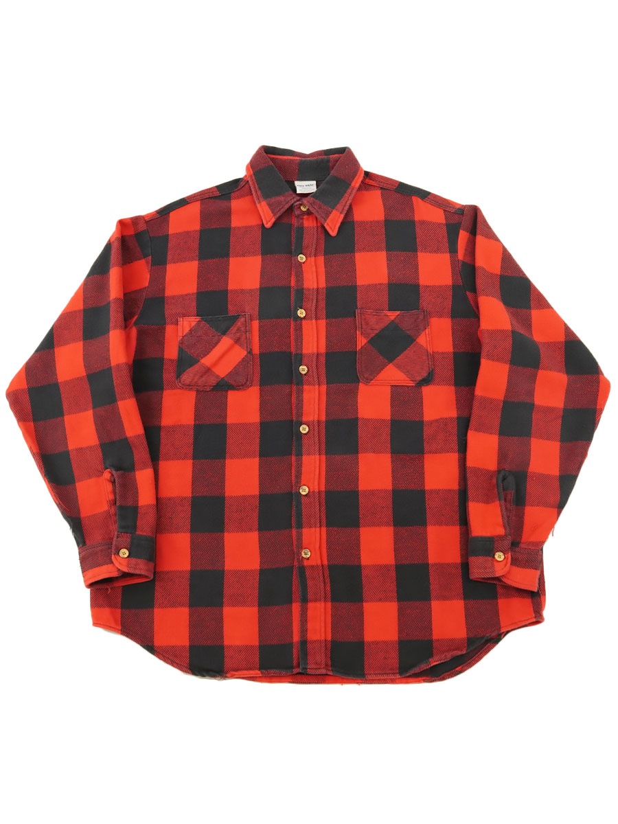 70's 単色タグ BIG MAC 赤黒ブロックチェック フランネルシャツ 実寸