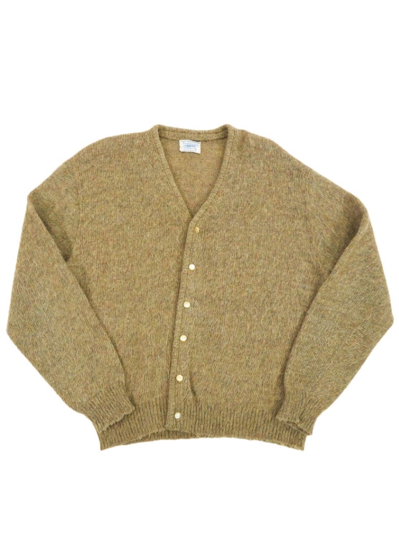 60's BRENT ウール×モヘア ニットカーディガン ブラウン 表記(L