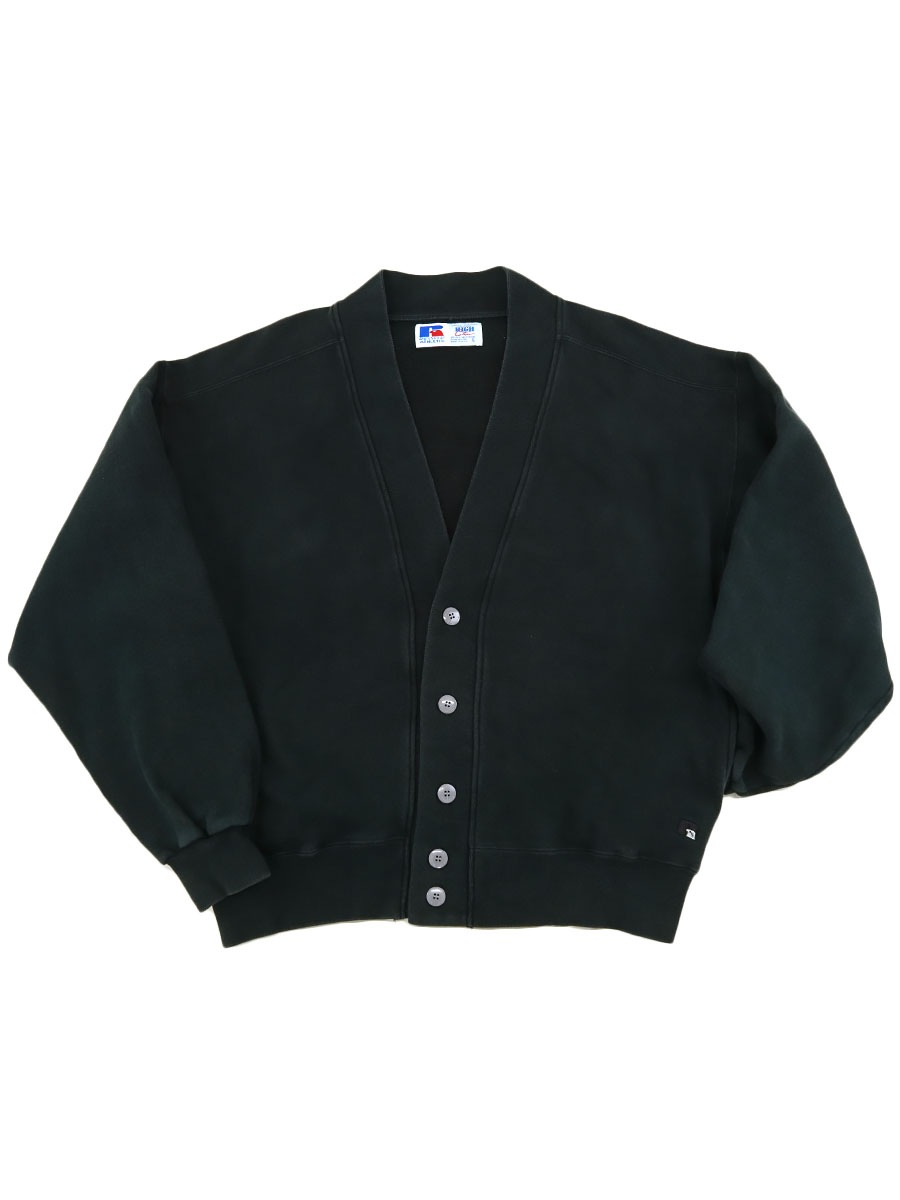 90's RUSSELL ATHLETIC 無地 スウェットカーディガン 表記(L) USA製 黒