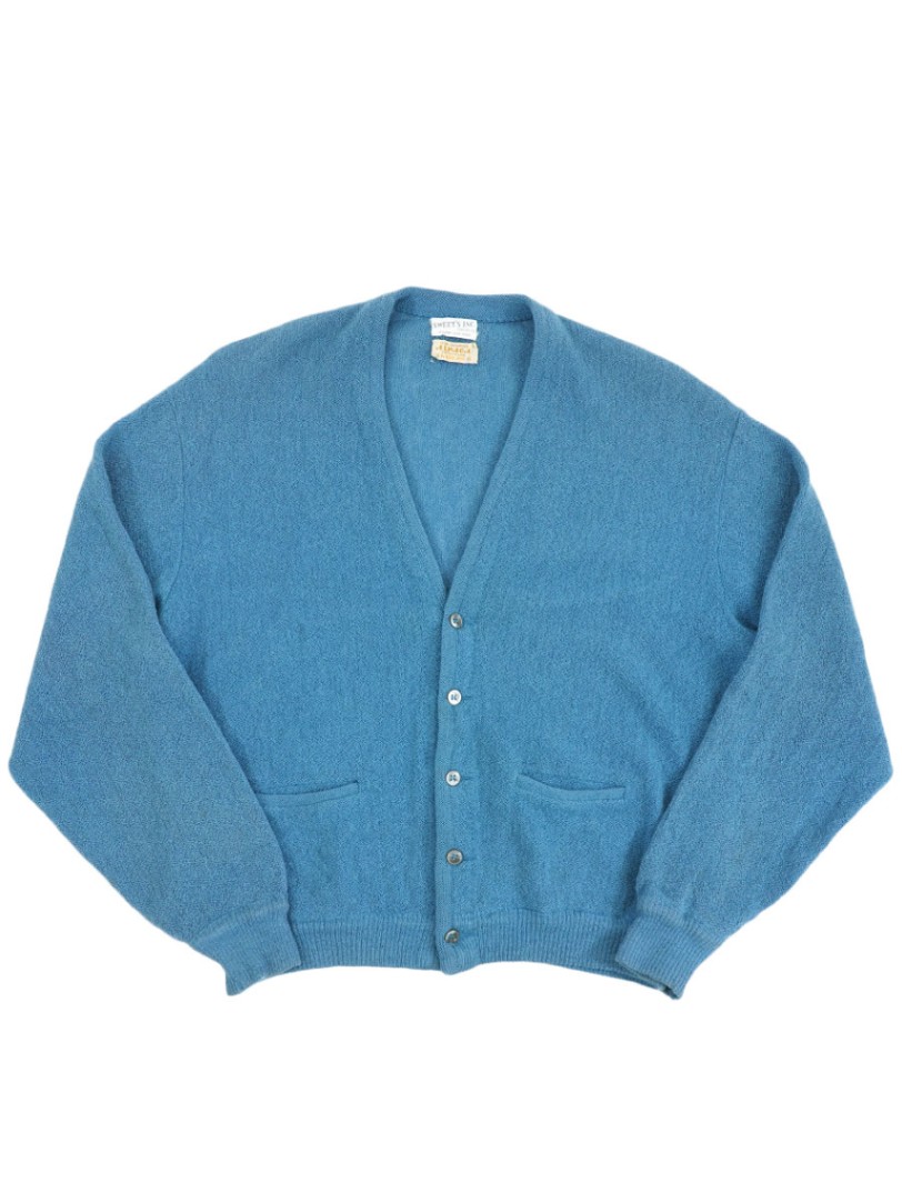 60's～ SWEET'S 100％アルパカ ウールカーディガン ブルー 表記(XL