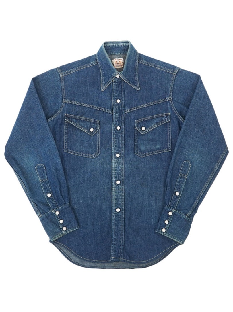 50's Levi's ショートホーン デニムウエスタンシャツ 良雰囲気 実寸(14