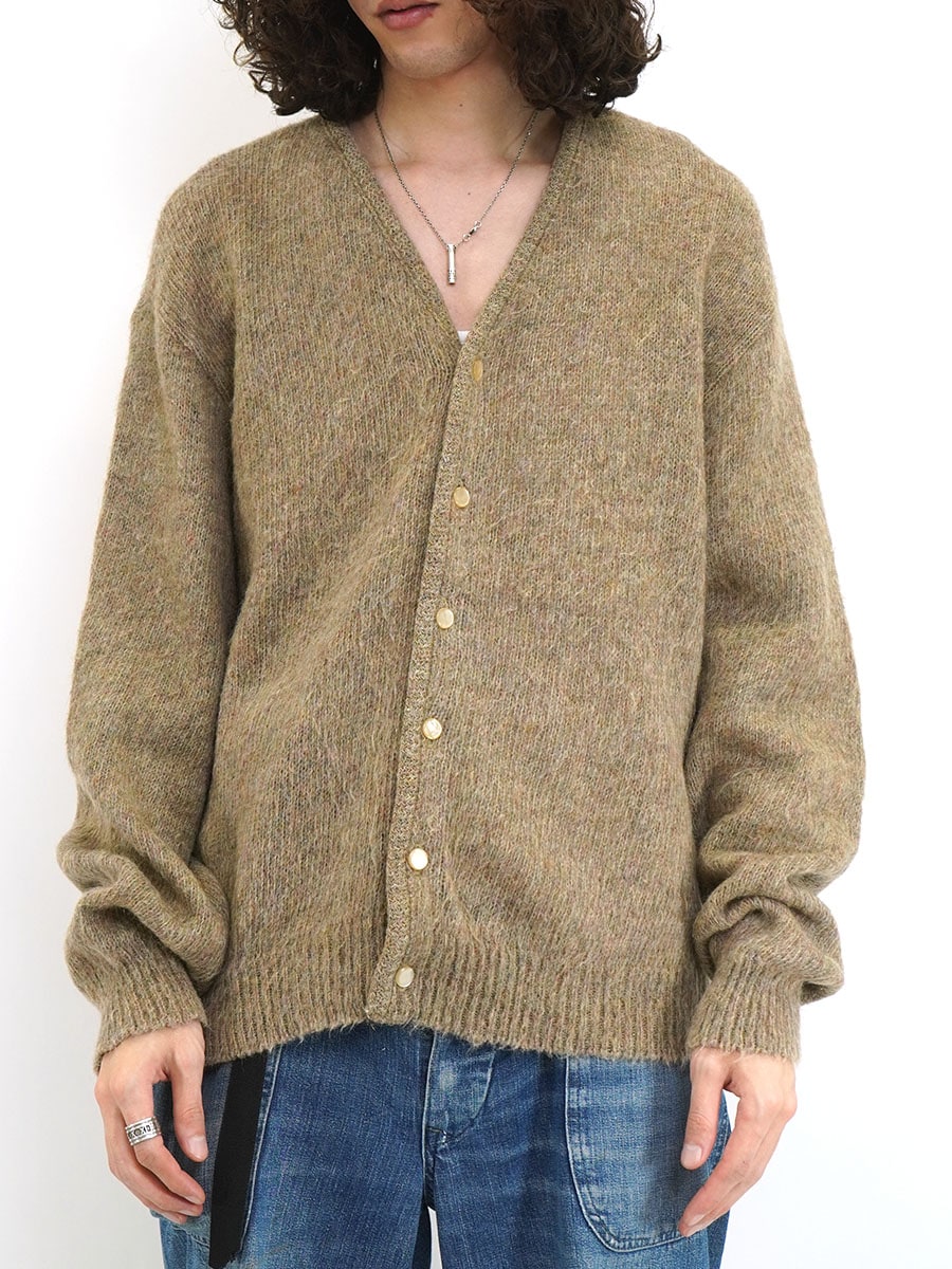 60's BRENT ウール×モヘア ニットカーディガン ブラウン 表記(L