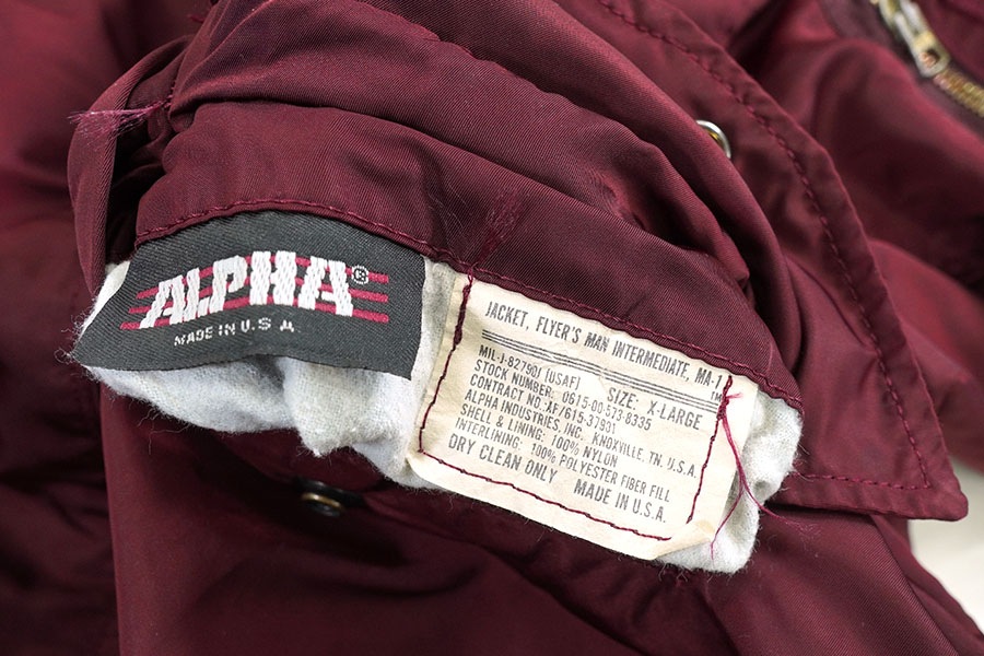 USA製 ALPHA INDUSTRIES MA-1 MIL-J-82790J フライトジャケット エンジ