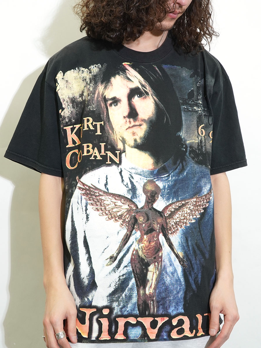 90's～ NIRVANA ''KURT COBAIN 67-94'' 両面プリント Tシャツ ブラック