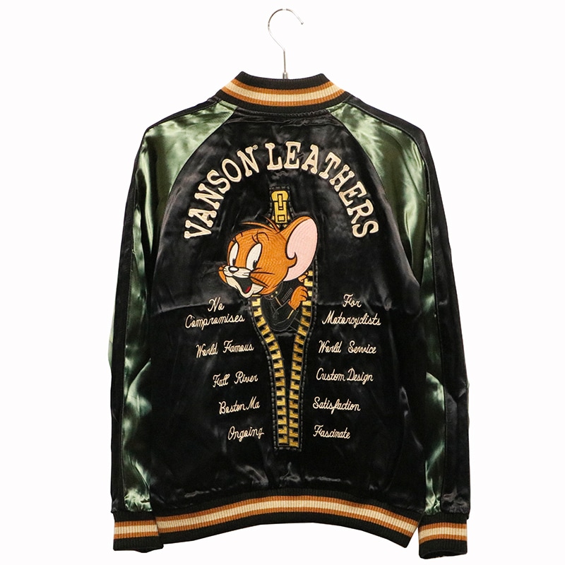 VANSON × TOM＆JERRY トムとジェリー 刺繍 リバ－シブル スカジャン
