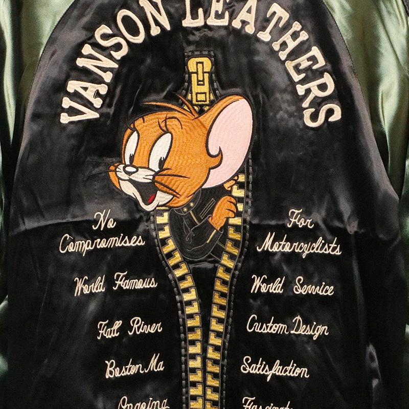 VANSON × TOM＆JERRY トムとジェリー 刺繍 リバ－シブル スカジャン
