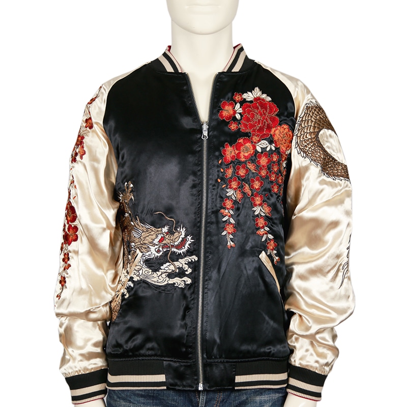 絡繰魂 粋/カラクリダマシイ イキ 月光龍群 刺繍 和柄 スカジャン