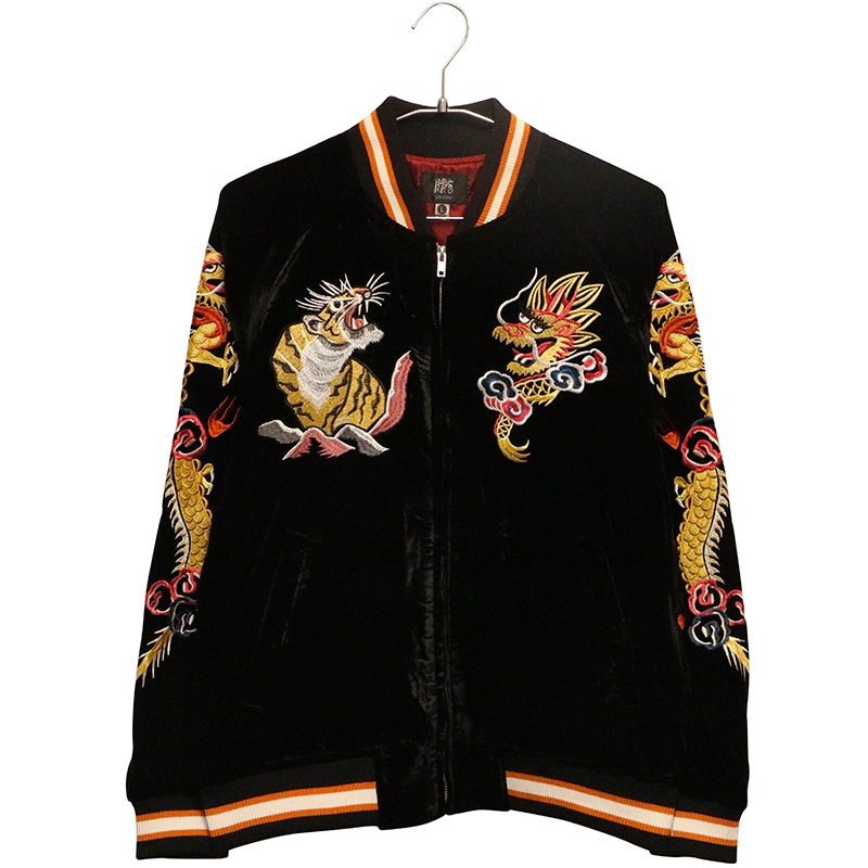 朧 おぼろ ビンテージ龍虎 刺繍 和柄 別珍 スカジャン （ 9043831