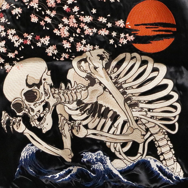 古都古都 ことこと ガシャ髑髏 柄 リバ－シブル スカジャン （ KTJK