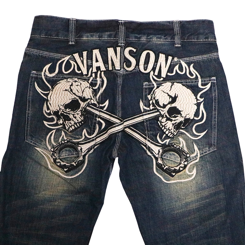 VANSON ばんそん クロススカル 刺繍 デニム パンツ （ SP-B-32
