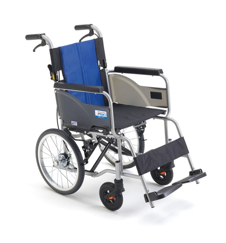 BAL-R2 介助型 車椅子 ブルー 背折れ式 介助ブレーキ付 ノーパンク