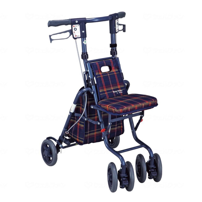 サニーウォーカーSP -小- 格子NB ｜ シルバーカー・歩行器,シルバー