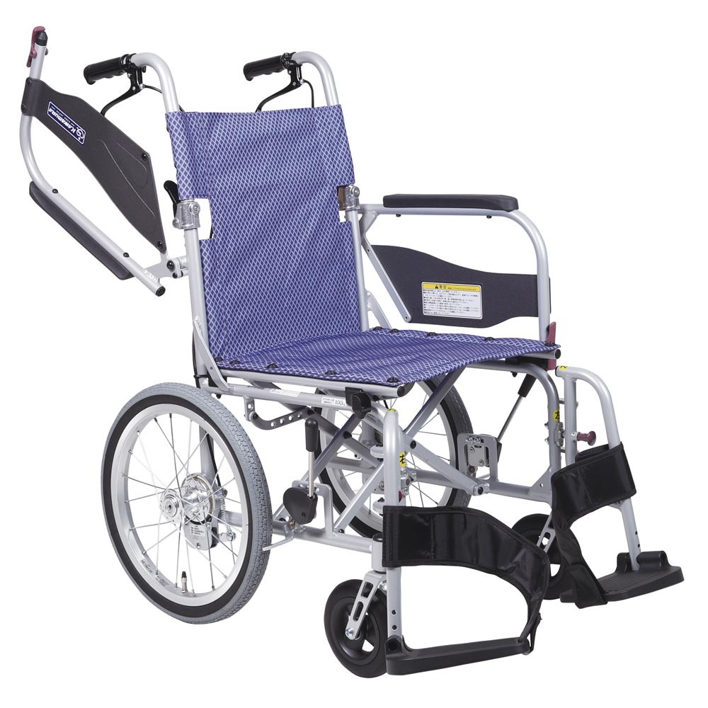 介助用車椅子ふわりすプラス KFP16-40SB 肘跳上げ・スイングアウト