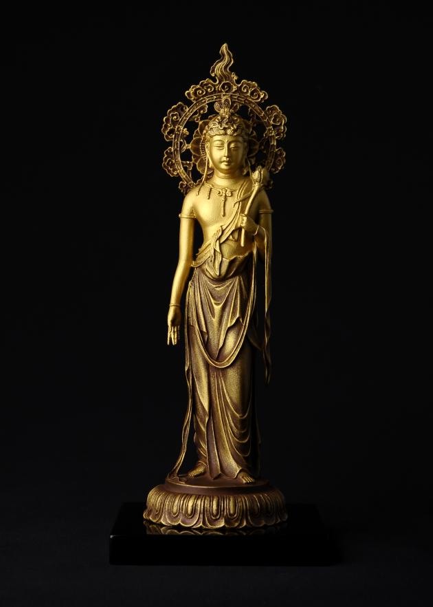 仏像】聖観世音菩薩 - 総高21.2cm 原型・高村光雲 蝋型 高岡銅器