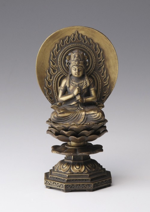 仏像】大日如来 - 合金製 古美金仕上げ 総高15.5cm 高岡銅器 | 日本の