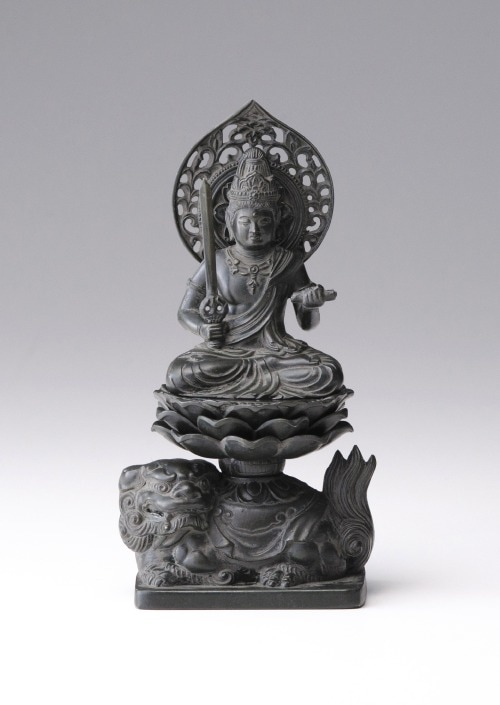 仏像】文殊菩薩 - 合金製 古美青銅仕上げ 総高15cm 高岡銅器 | 日本の