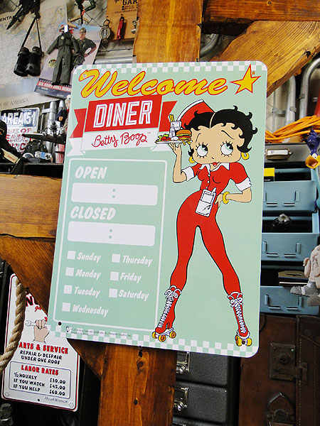 ベティ・ブープ プラスチックサインボード （ウェルカムダイナー）の