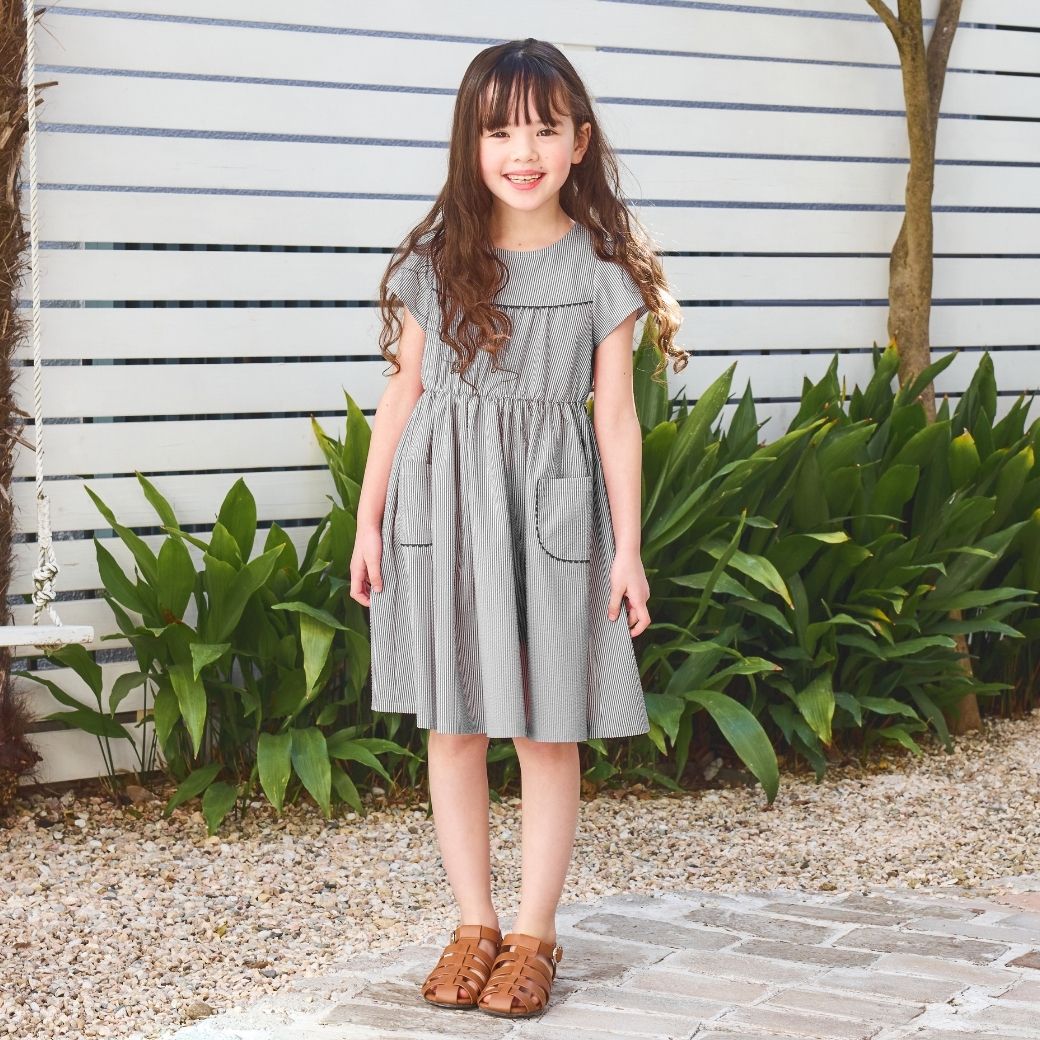 CLEARANCEセール50％OFF】【キッズ】ストライプフリルワンピース 130