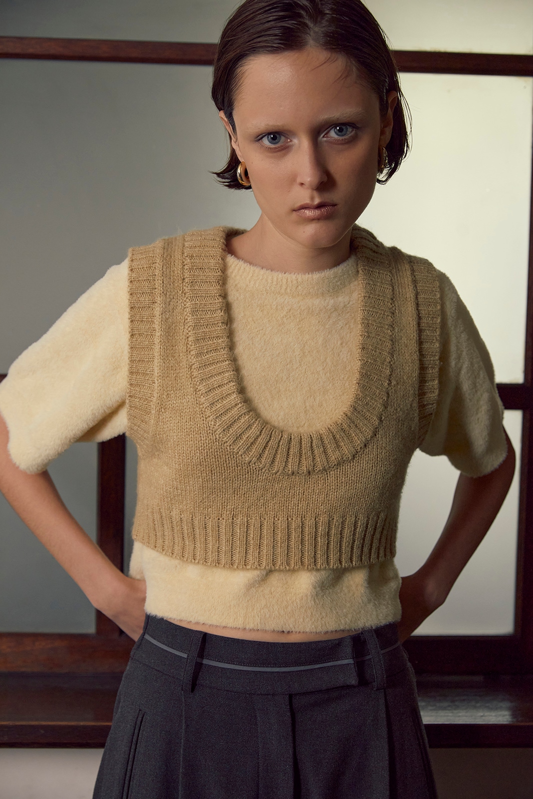 ハーフスリーブシャギーニットトップス/CAVEZA ROSSO/カベサロッソ