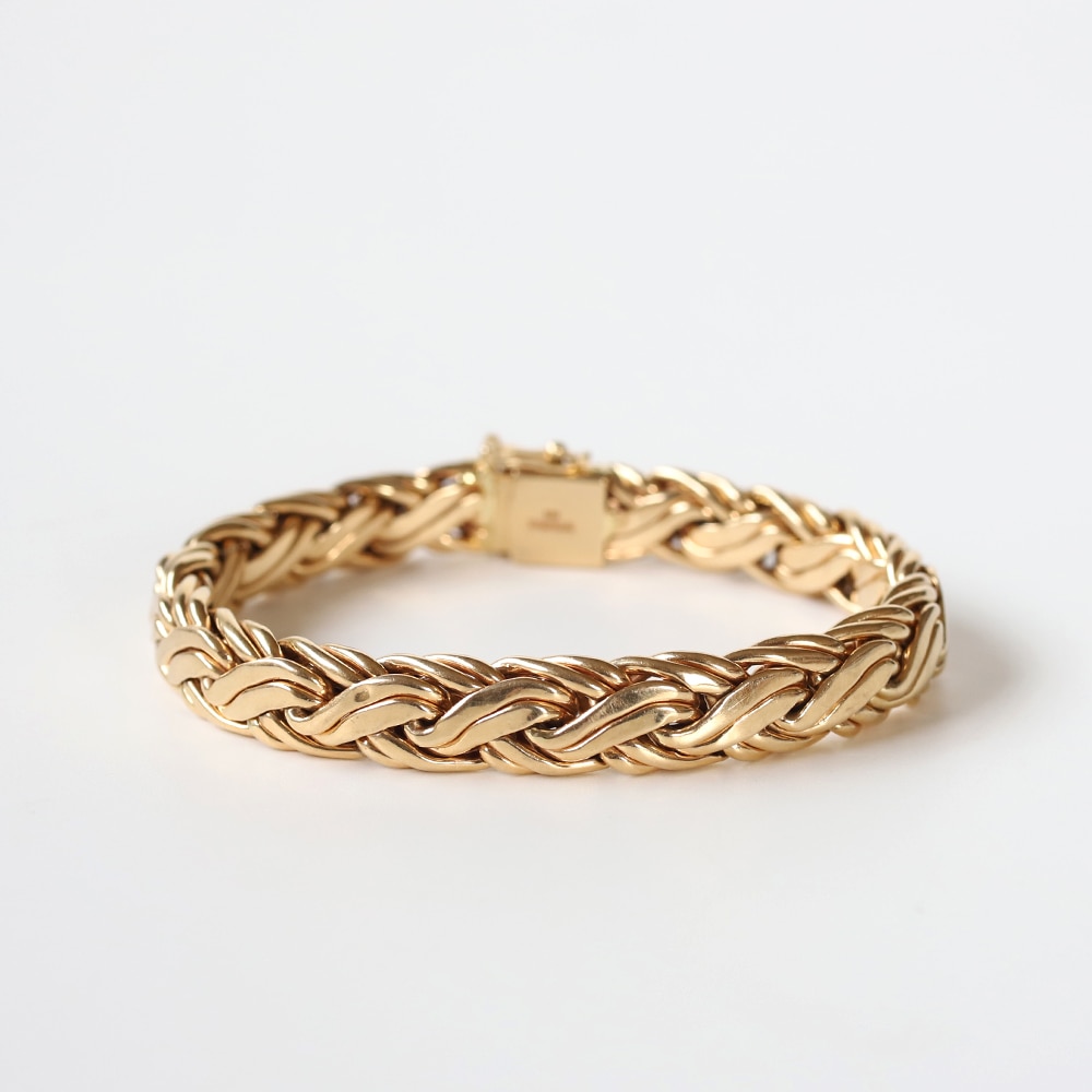 1970s】TIFFANY&Co. 14k Gold Woven Chain Bracelet | VINTAGE | MATILDE