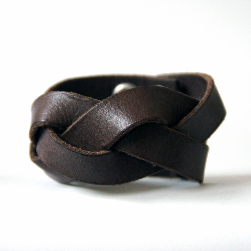 PEEL&LIFT ピールアンドリフト braided leather bracelet (wide) Brown