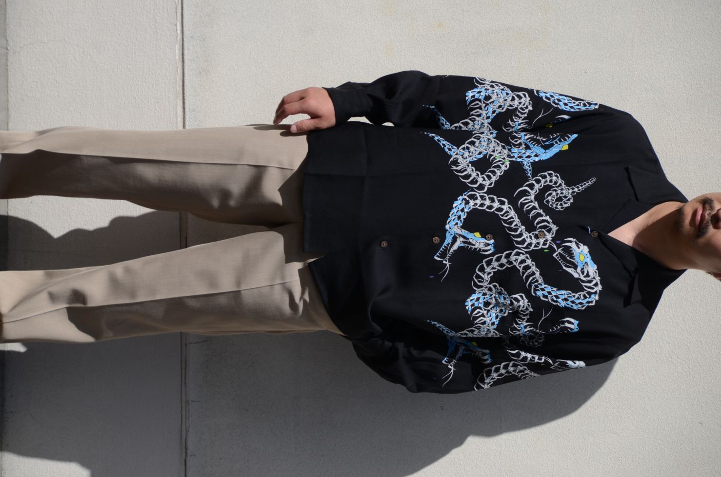 2025AW】HAWAIIAN SHIRT L/S (TYPE-4) BLACK 25FW-WMS-HI04