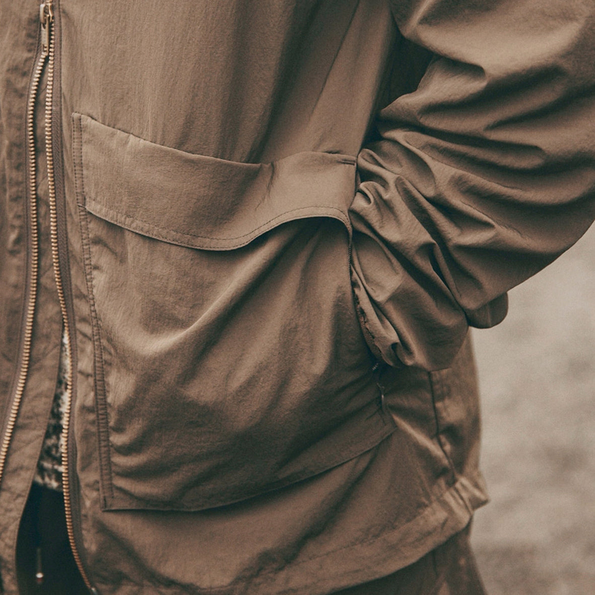 charbon / LIMONTA D/WASHER NYLON ZIP UP PARKA BROWN