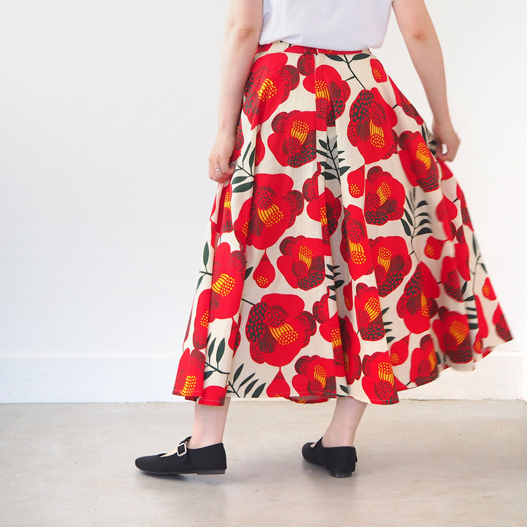 フレアスカート/椿/赤/Sサイズ | makumo(マクモ) | 糸島くらし×ここの
