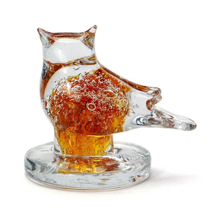 置物 グラスオブジェ オウル 高さ8.5cm ガラス製 オブジェ ガラス