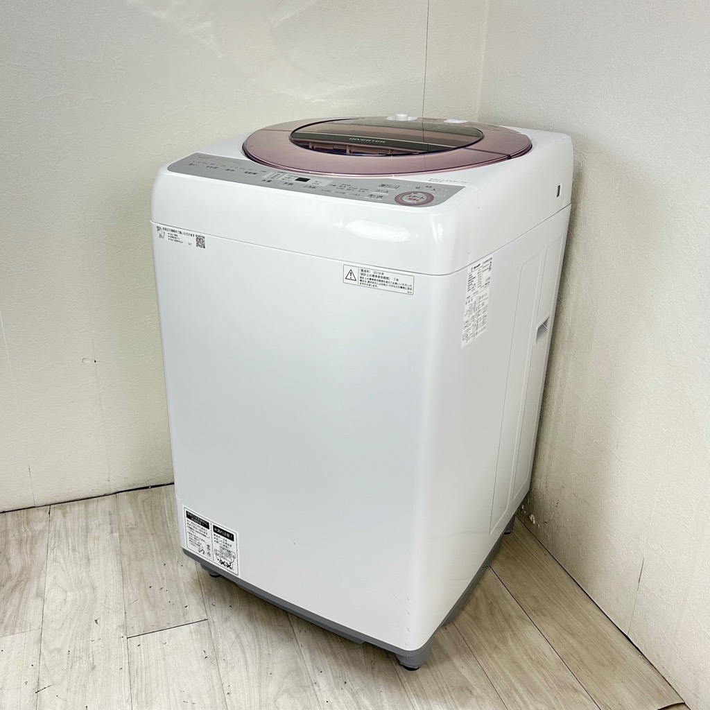 中古 7.0kg 送風乾燥 全自動洗濯機 シャープ ES-GV7C-P 2018年製造