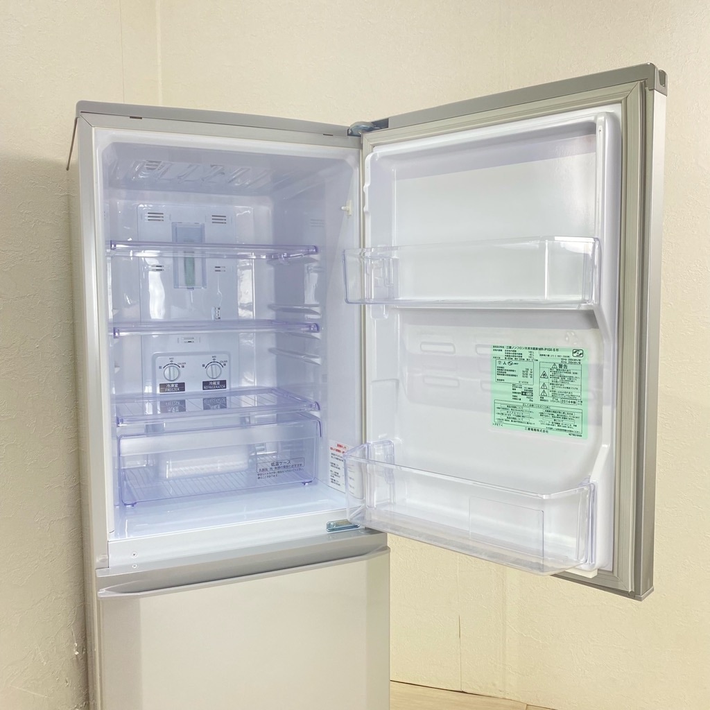 中古 146L 2ドア冷蔵庫 三菱電機 MR-P15X-S 2014年製 シルバー 自動