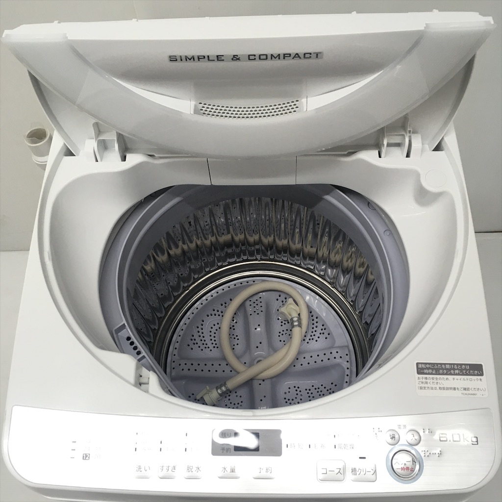 中古 高年式 2017年製 シャープ 全自動洗濯機 6.0kg 簡易乾燥機能付 ES