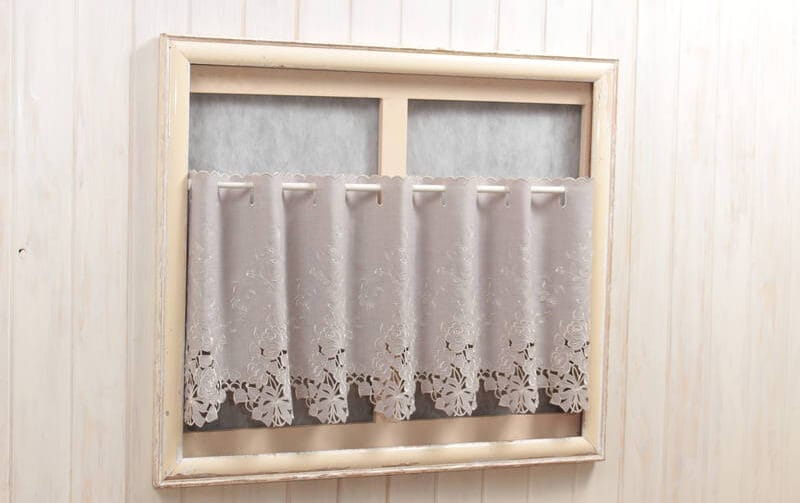 カットワーク刺繍 カフェカーテン 約130×45cm [Pure Rosa]｜インテリア