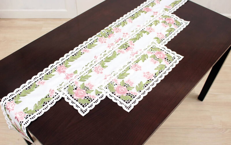 高密度カラー刺繍 テーブルランナー 約20×160cm [Almente]｜インテリア